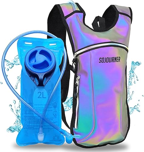 Sojourner - Mochila de hidratación, cubierta de agua de 2L incluida para festivales, raves, senderismo, ciclismo, escalada, carrera y más