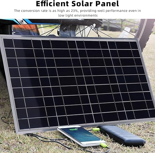 Miniatura 2 de Zunate Kit de cargador de panel solar de 100 W con controlador de carga de 12 V 10-50 A  Marco de aluminio, salidas USB y CC para RV, barco,