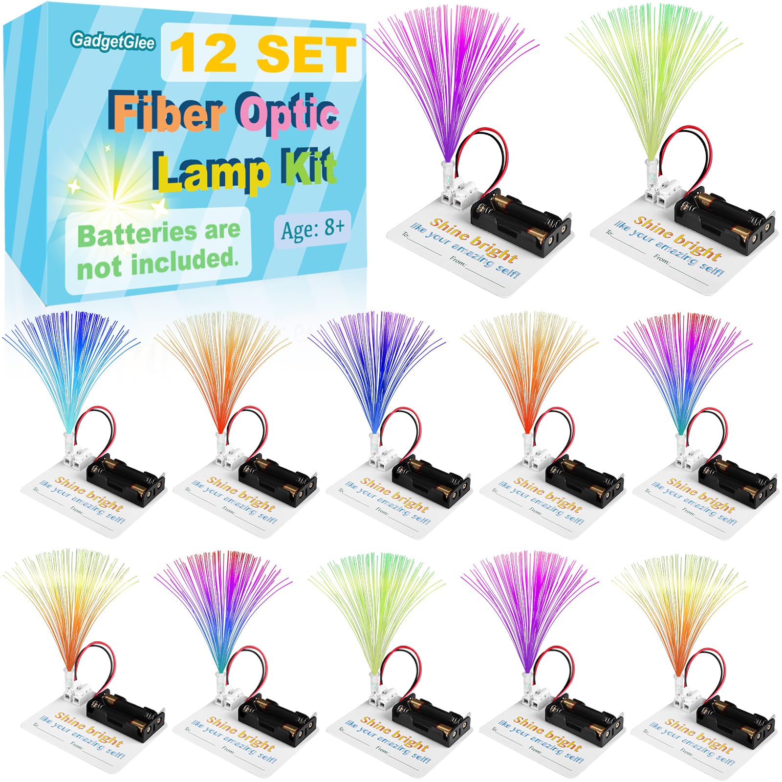 12 Bulk Craft Kits for Kids 8-12, STEM Activities Science Projects for Girls, Fiber Optic Light Experiments, Simple Electric Circuits Classroom Gifts for Class 2nd 3rd 4th Grade Activity - 1