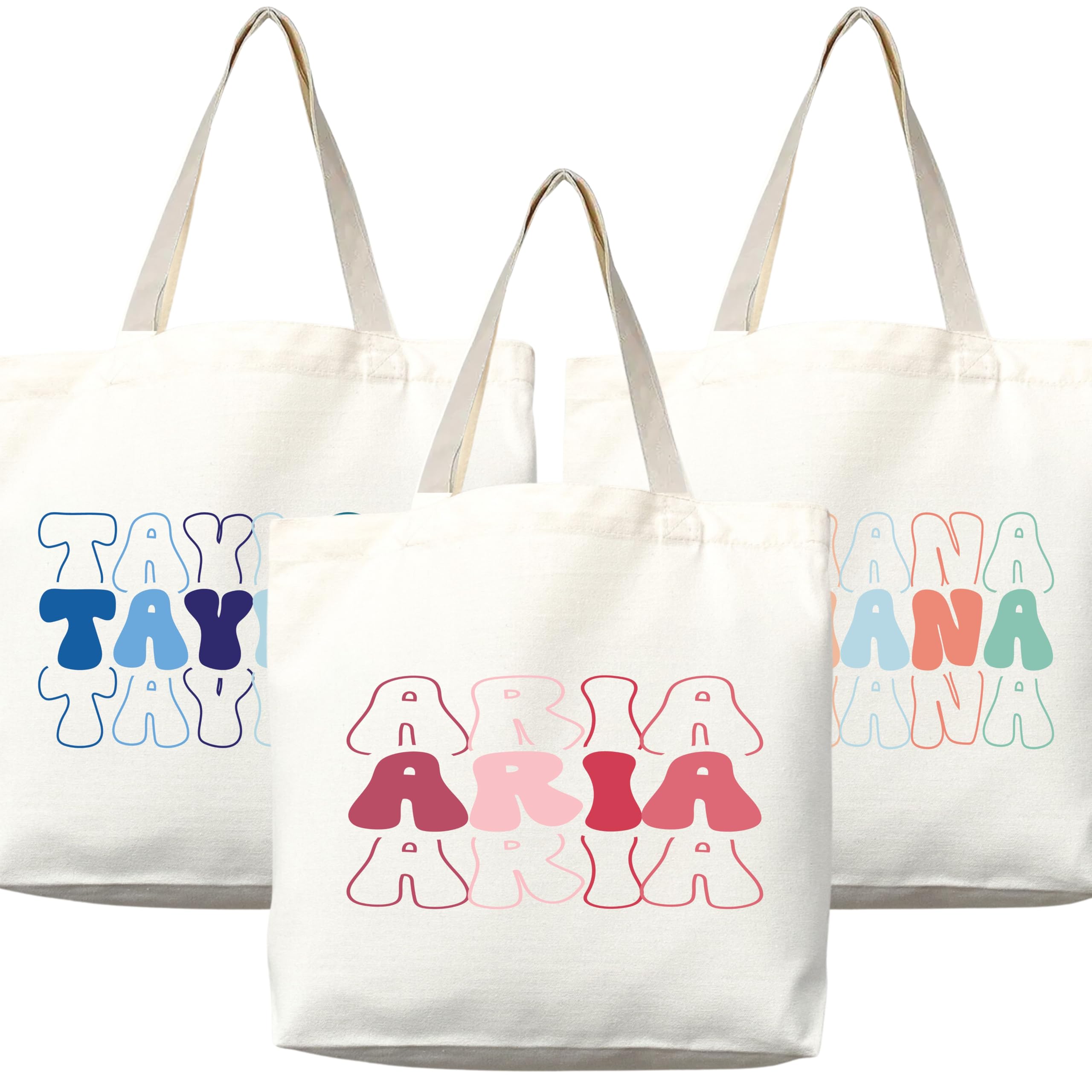 Personalized Custom Name Tote Bag - Premium Canvas, Reusable, Eco-Friendly - Gift for Women, Bridesmaids, Teachers, Nurses