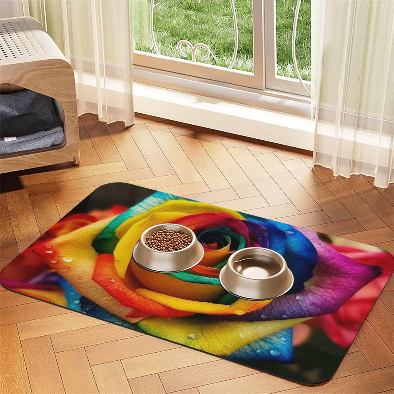 Tapis de nourriture pour chien tapis d'alimentation caoutchouc lavable