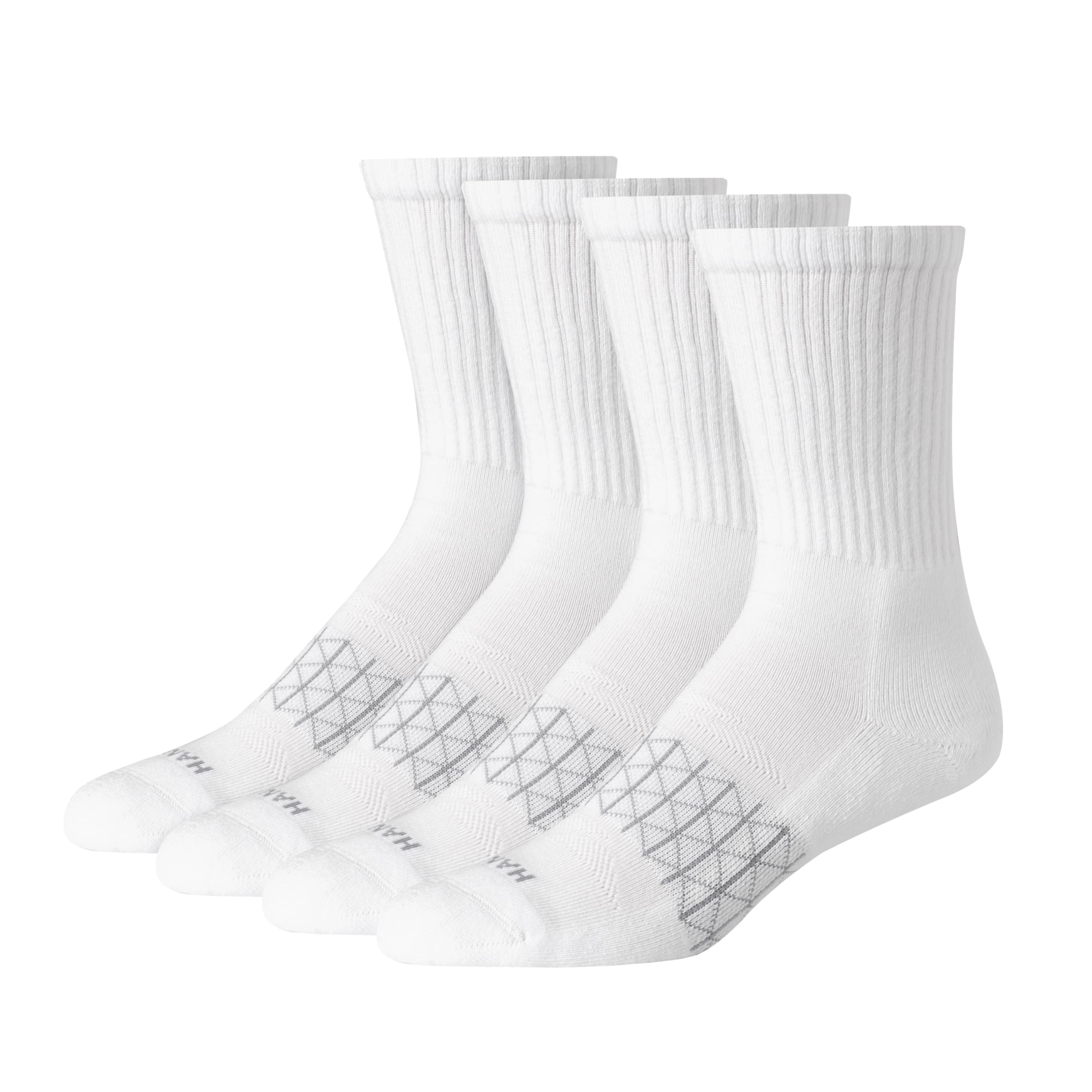 Photo 1 of Hanes Men's Absolute Active Cushioned Crew Socks, Moisture Wicking Socks, Seamless Toe, 4-Pack