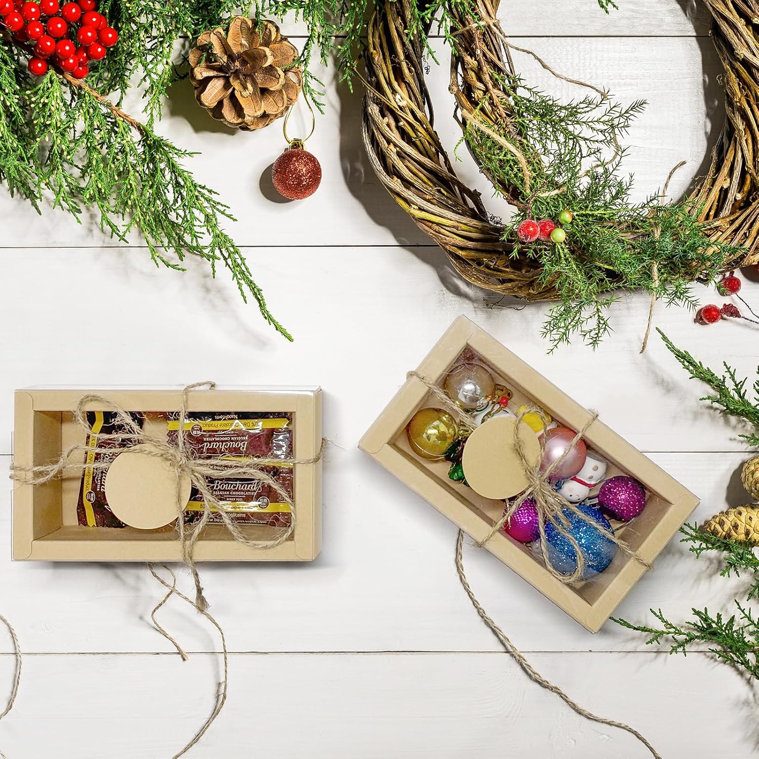 Conchpeople 30 Pcs Drawer Kraft Boxes, 6.5 x 3.5 x 2 inches, Cardboard Gift Boxes with Window for Party Favor Treats, Candy and Jewelry, Kraft Soap Packaging Boxes - Image 8