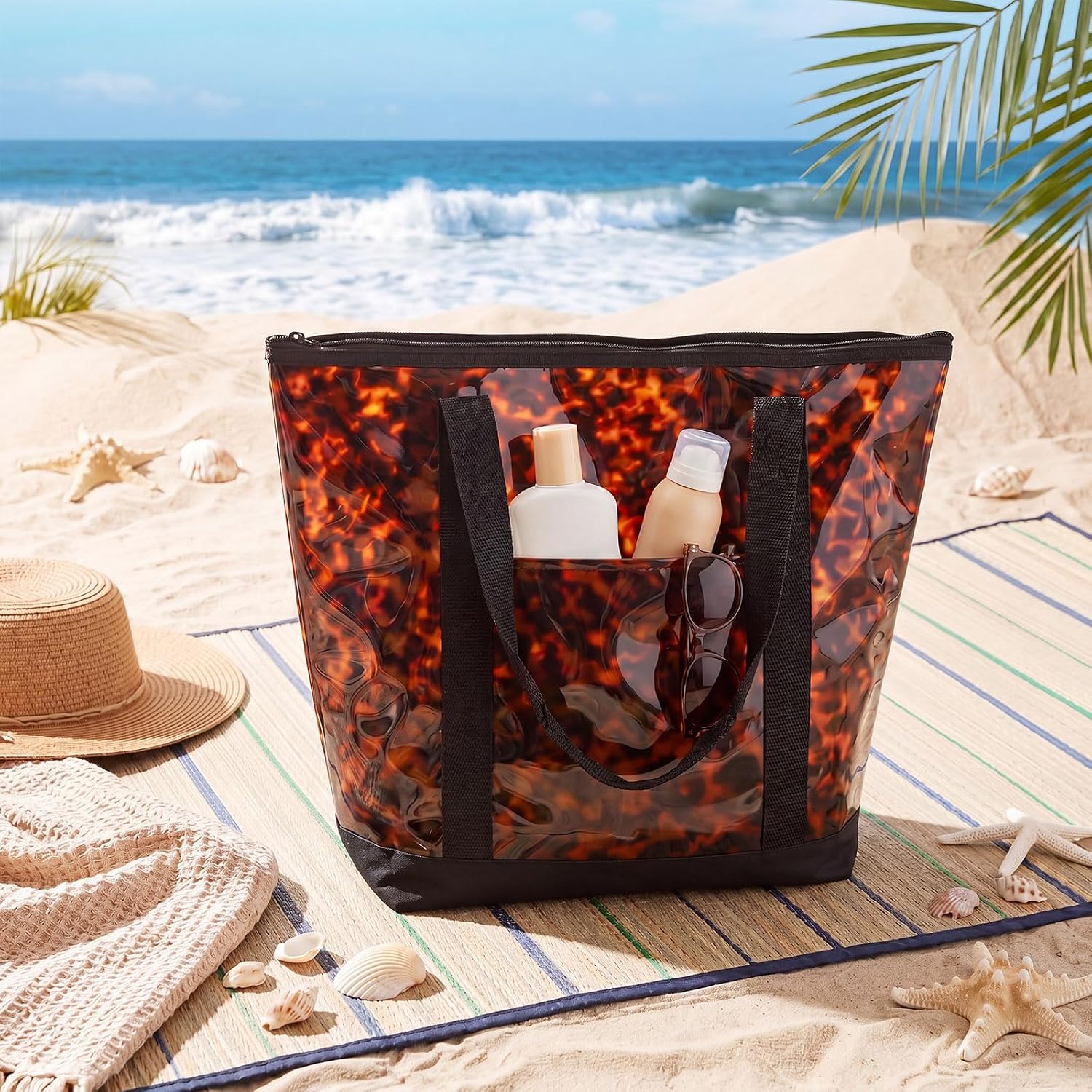 Sanwuta Clear Beach Tote Bag, Security Approved Travel Work