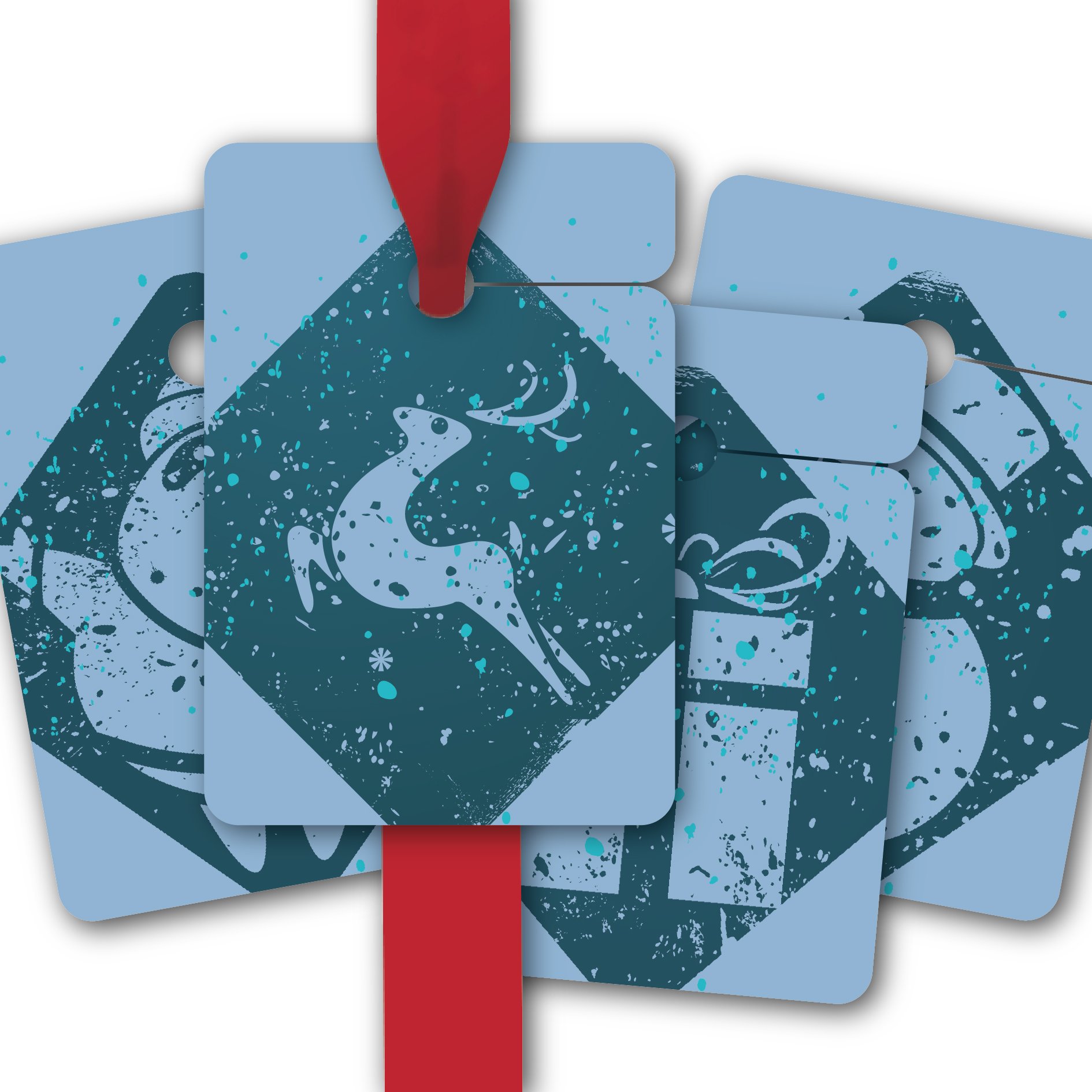 Weihnachts Geschenk Anhänger | Papieranhänger | Geschenk Karten (64Stk) zu Weihnachten mit trendigem Geschenk, Schneemann, Santa Claus und Hirsch Motiv