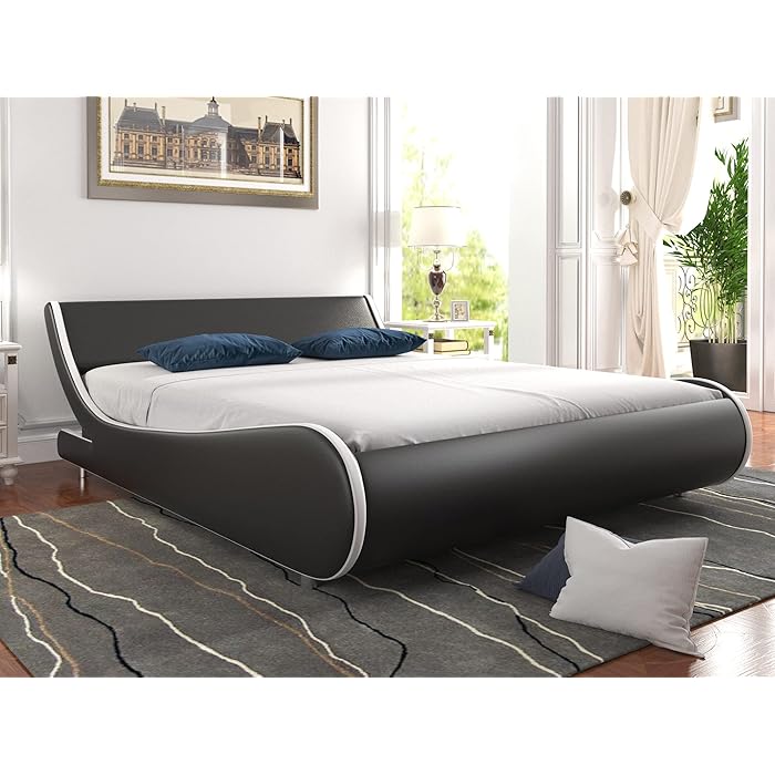 Buy Allewie Modern Low Profile Wave Like King Size Platform Bed Frame