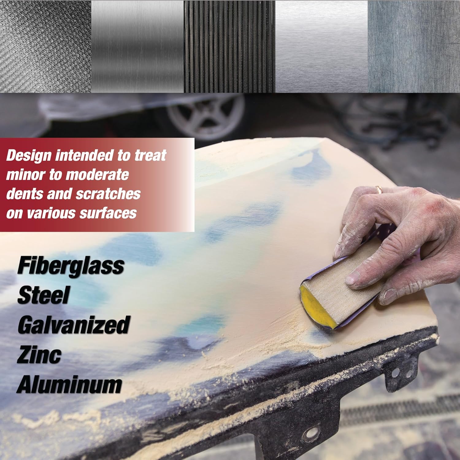 LAUCO Super Fill Premium Lightweight Body Filler - Pack of 2 - Ideal for Small-Medium Dents & Scratches, Adheres to Fiberglass, Steel, Galvanized, Zinc & Aluminum, 2 Quart + 2 Hardener 95086