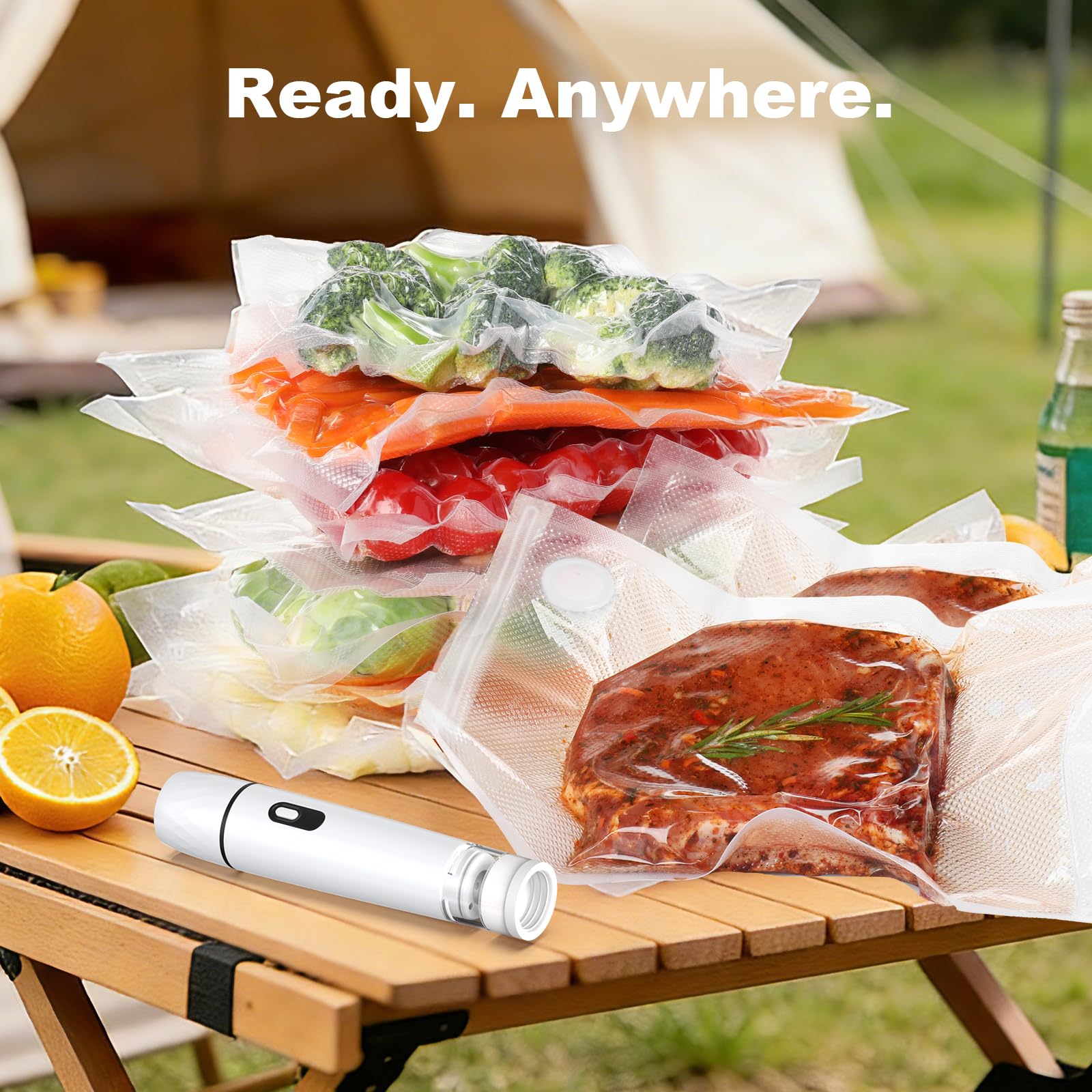 pratica macchina sottovuoto compatta con serbatoio d'acqua, saldatrice per alimenti con 15 sacchetti riutilizzabili, ricarica USB, freschezza garantita