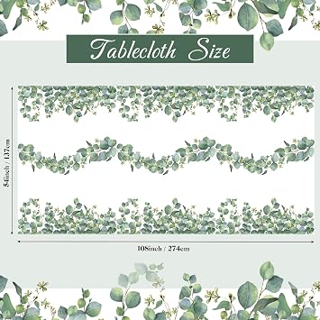 Remagr 3 Pack Eucalyptus Leaves Plastic Tablecloth Disposable