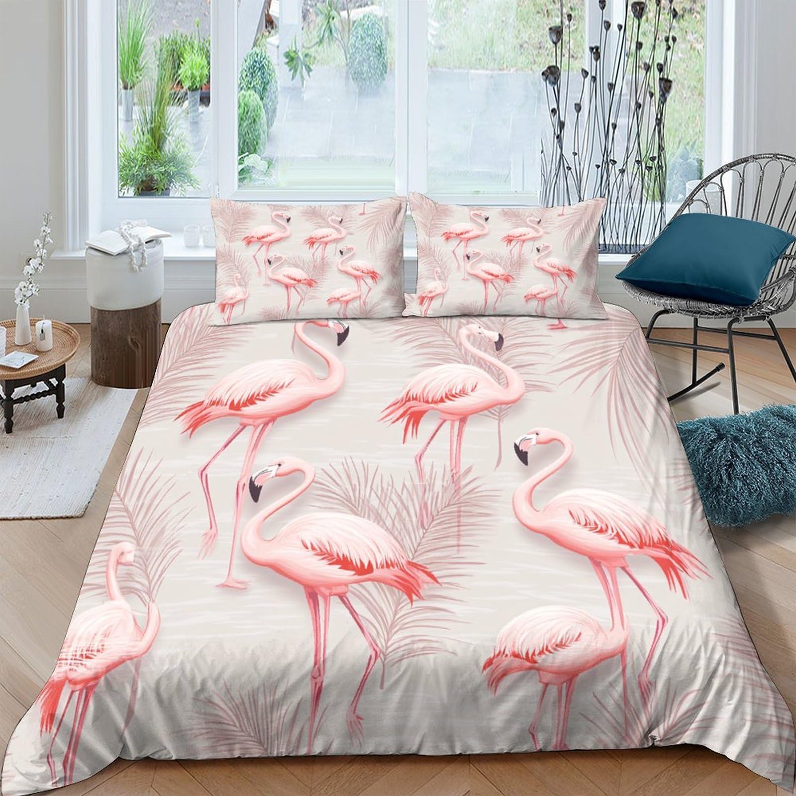 Ctjqhvkz Style-3 3D Printed Pink Flamingo Fitted Sheet Microfiber Soft Anti-Slip Tropical Bird Mattress Cover For Bedroom Decor Single（135X200cm）