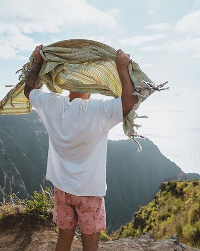 Miniatura 4 de Teema Toalla de playa turca grande  100% algodón turco  Sin arena  Secado rápido  Versátil y multiusos  El laberinto (lima)