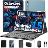 Android 15 Tablet 10 inch&comma; 2025 Tablet with Keyboard&comma; 24GB&plus;256GB&plus;2TB Expand&comma; 2-in-1 Tablets with 8-Core&comma; 5G WiFi&comma; 8000mAh&comma; BT5&period;0&comma; GMS Certified&comma; with Mouse&comma; Case&comma; Stylus&comma; Split Screen&lpar;Black case&rpar;