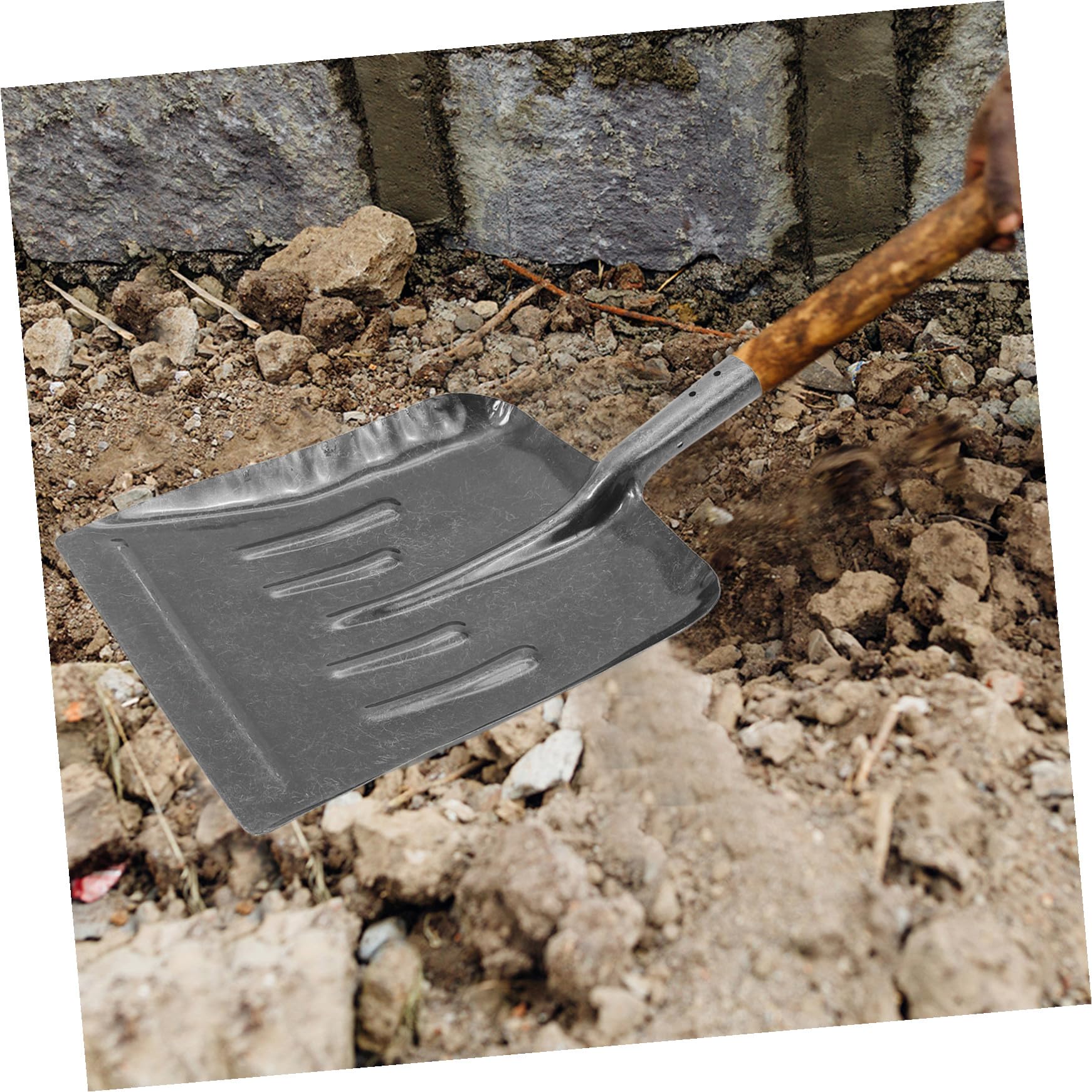 BESTonZON Robuste Siebschaufel aus Manganstahl Silberfarben mit Anti Rutsch Oberfläche für Stallreinigung und Gartenarbeit Handlich und Präzise