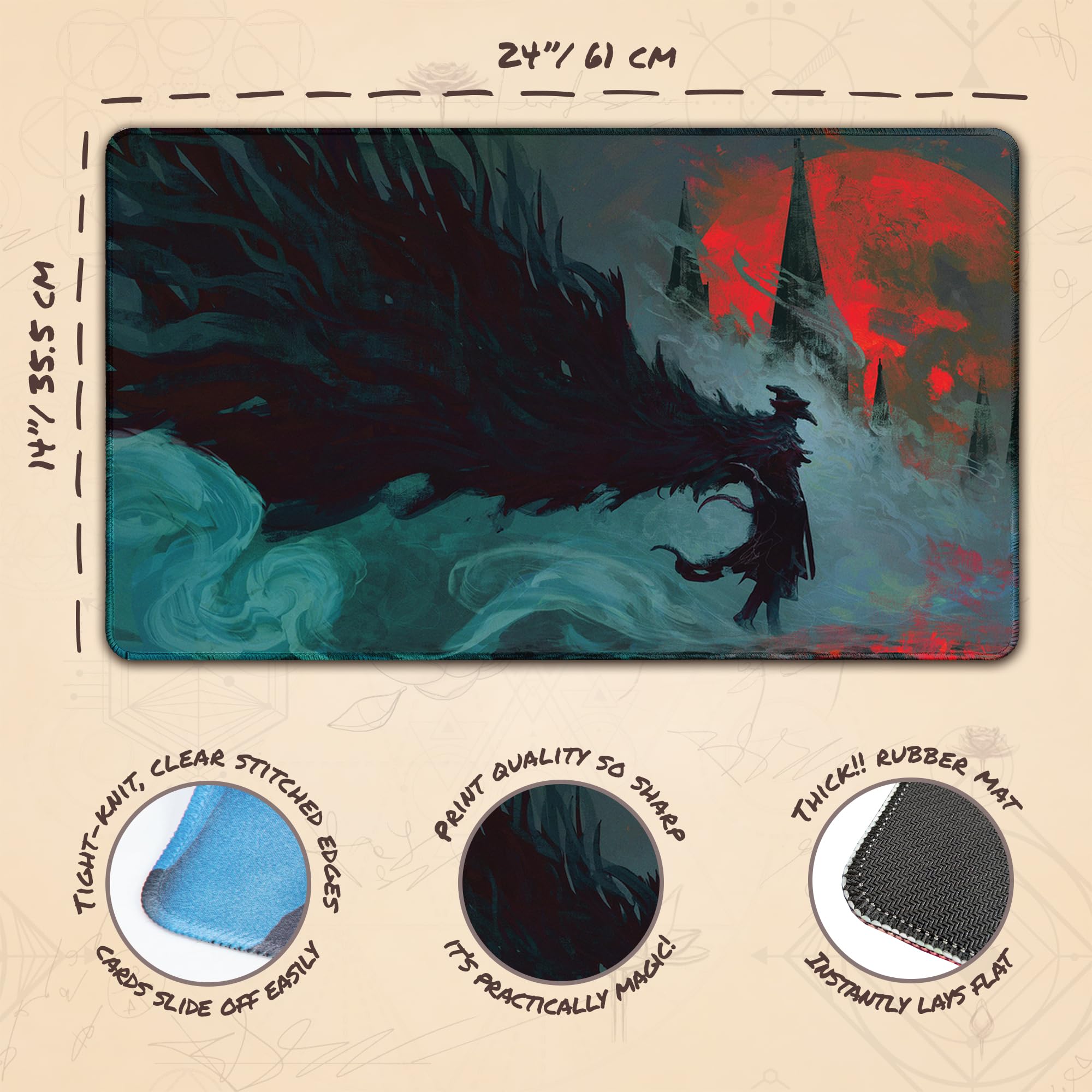 Amazon.com: Paramint The Raven's Nightmare (Stitched) - MTG Playmat by  Anato Finnstark, Bloodborne - Compatible with Magic The Gathering Playmat -  Play MTG, YuGiOh, TCG