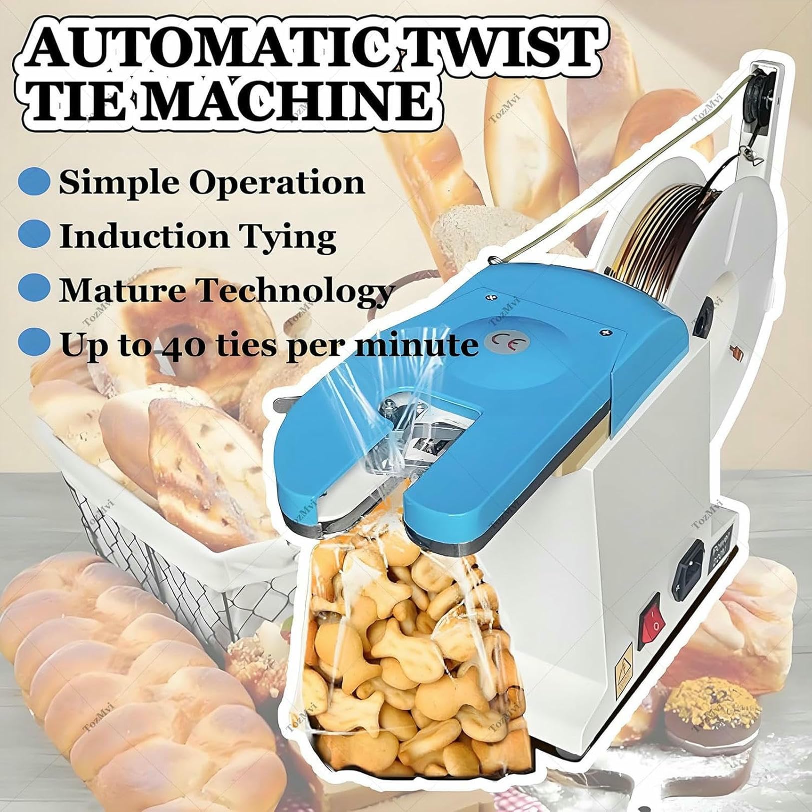 Sigillante elettrico per sacchetti per panetteria e caramelle, legatrice semiautomatica, per sigillare alimenti e rilegatura a filo, ideale per pane e snack