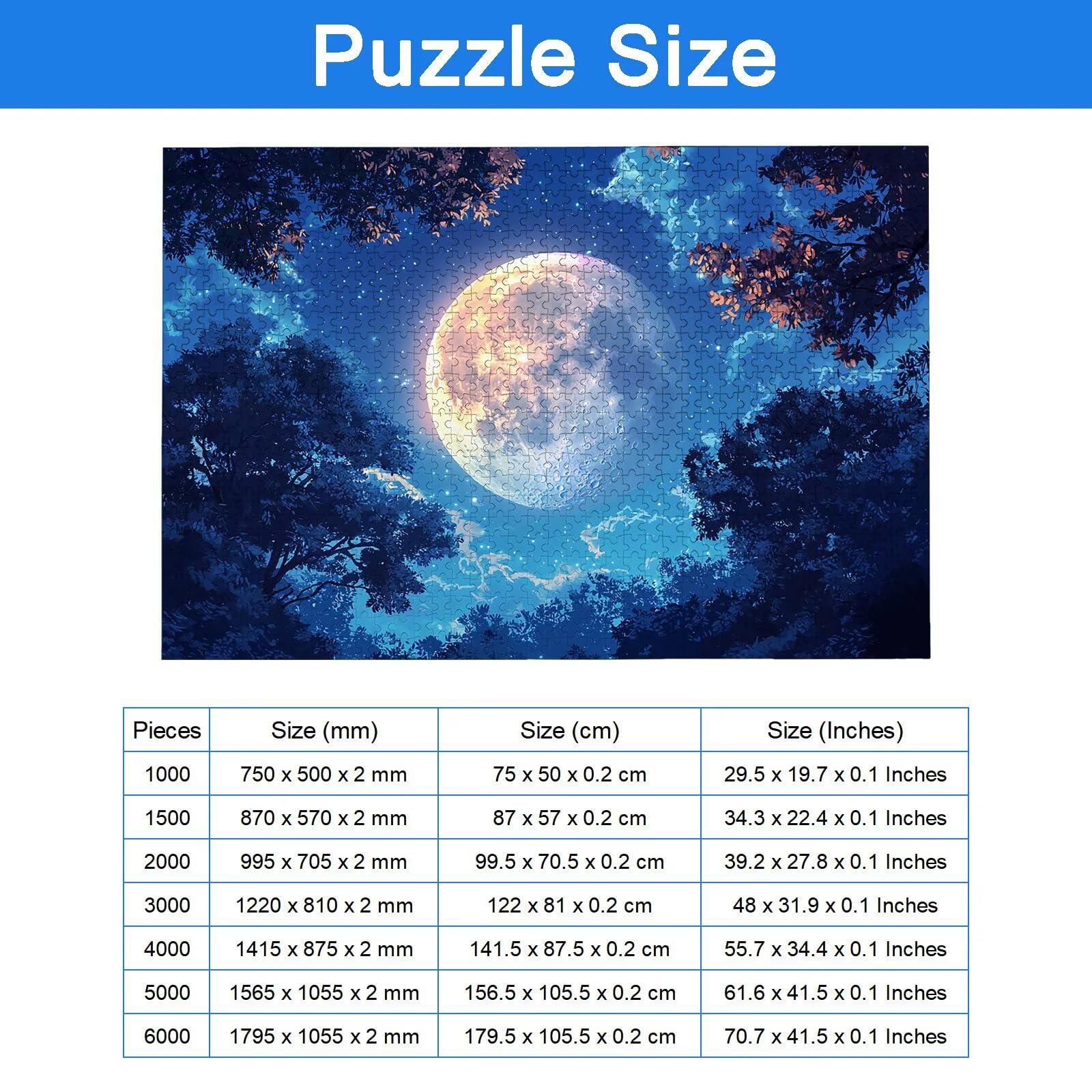 Puzzle 1500 Pezzi per Adulti Bambini, Puzzle Luna in Legno per Adulti, Puzzles Paesaggio Impegnativi, Giochi Educativo per Famiglie, Rompecapo con Scatola per Decorazioni Casa, Regalo Donna, -9150