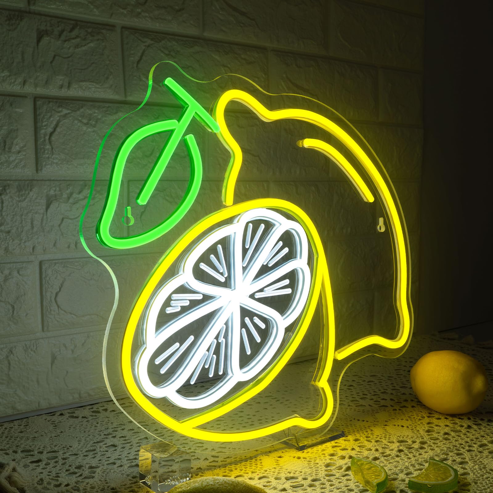 ineonlife Limone Scritte Neon, Lemon Scritta Led, Insegne Luminose per Decorazione, Insegna Neon per Negozio di Limonate,Negozio di Frutta,Negozio di Bevande,Cucina,Soggiorno,Camera da Letto,Bar