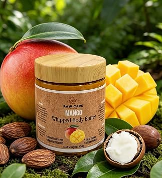 Mango Whipped Body Butter, 100% Pure Mango Butter, Deep Moisturiser for Dry and Sensitive Skin, 250g