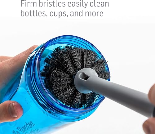 Miniatura 10 de BlenderBottle Botella agitadora 2 en 1 y cepillo de limpieza para pajilla, 1 paquete y pajitas de silicona reutilizables para botellas mezcladoras,