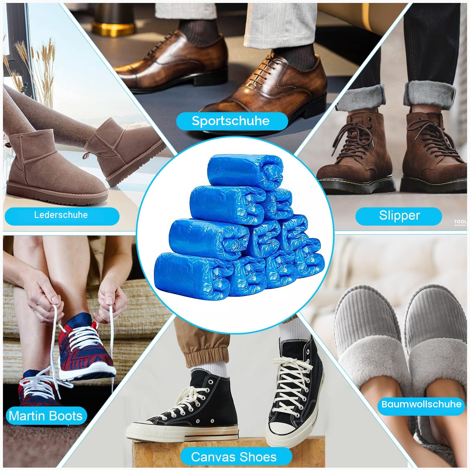 flintronic Schuhüberzieher aus Kunststoff, Einweg-Schuhüberzüge, umweltfreundliche Schuhüberzüge, wasserdicht, rutschfest, geeignet zum Sauberhalten von Schuhen/Böden/Teppichen