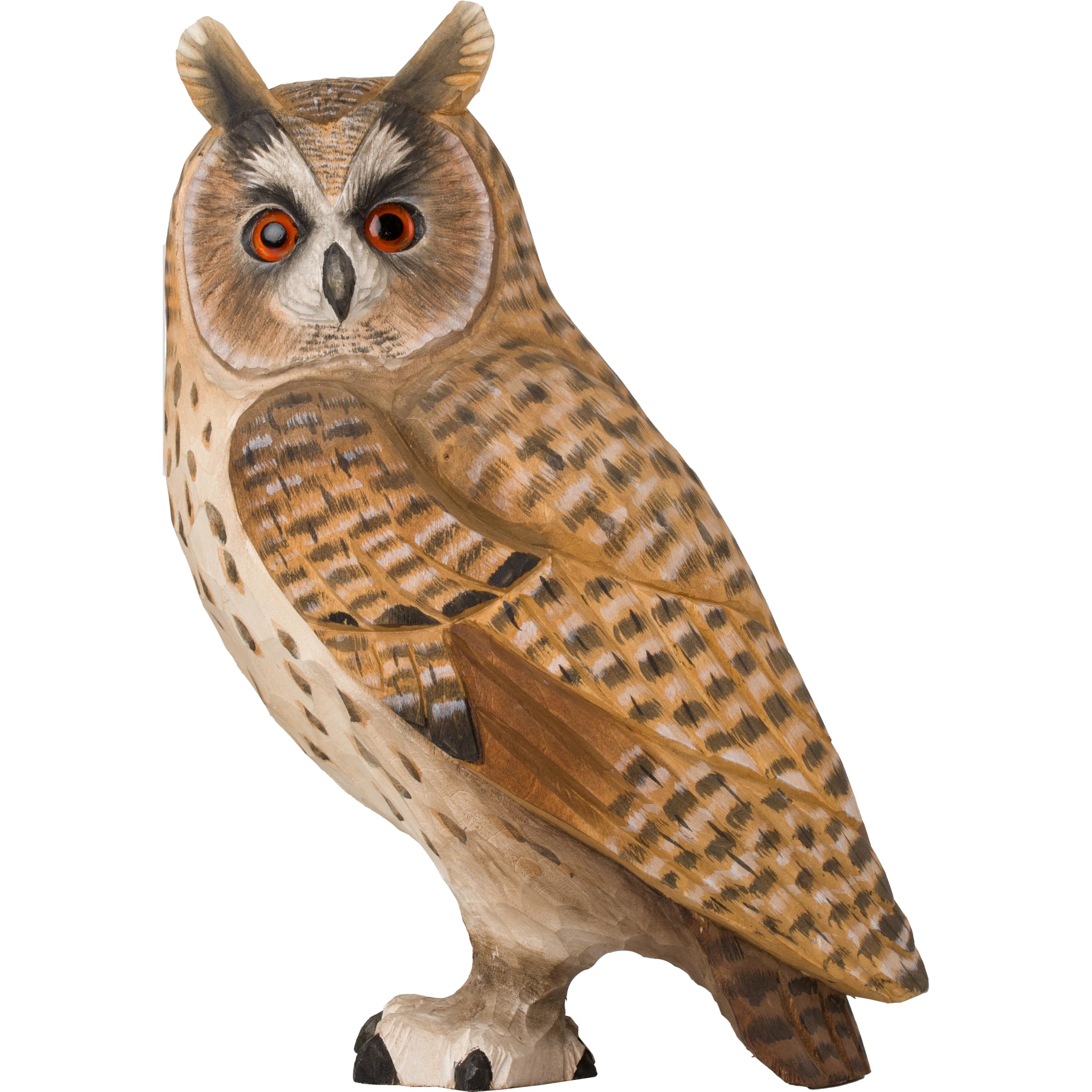 WILDLIFEGARDEN WG4480 - DecoBird Waldohreule - Ręcznie wyrzeźbiona dekoracyjna figurka ptaka z drewna - Duże europejskie ptaki