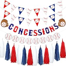 Baseball Party Decorations Baseball Concessions Banner Triangle Bunting Pennant Flag Decor with Tassel Garland for Baseballs Sports Themed Birthday Party Supplies