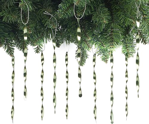 Miniatura 44 de AMS Adornos para árbol de Navidad, juego de 24 piezas de adornos de carámbanos retorcidos de aluminio para árbol de Navidad, fiesta de Año Nuevo