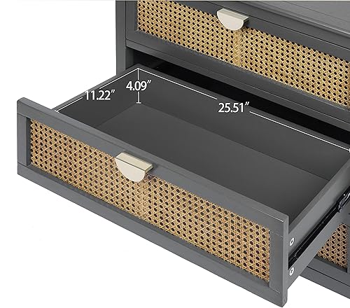 Miniatura 9 de JIEJIEGAO Armario de almacenamiento Accent con 3 cajones, mesita de noche con 4 pies de hierro de metal, cómoda estable y duradera adecuada para