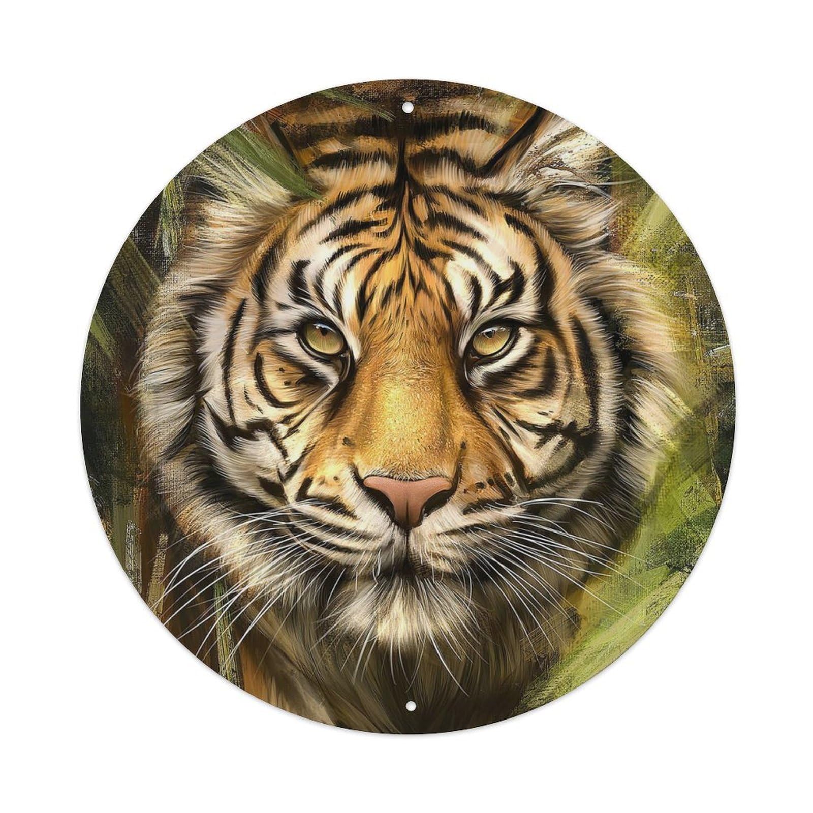Tiger Head Close Up Jungle Wildlife Portrait Metal Tin Sign