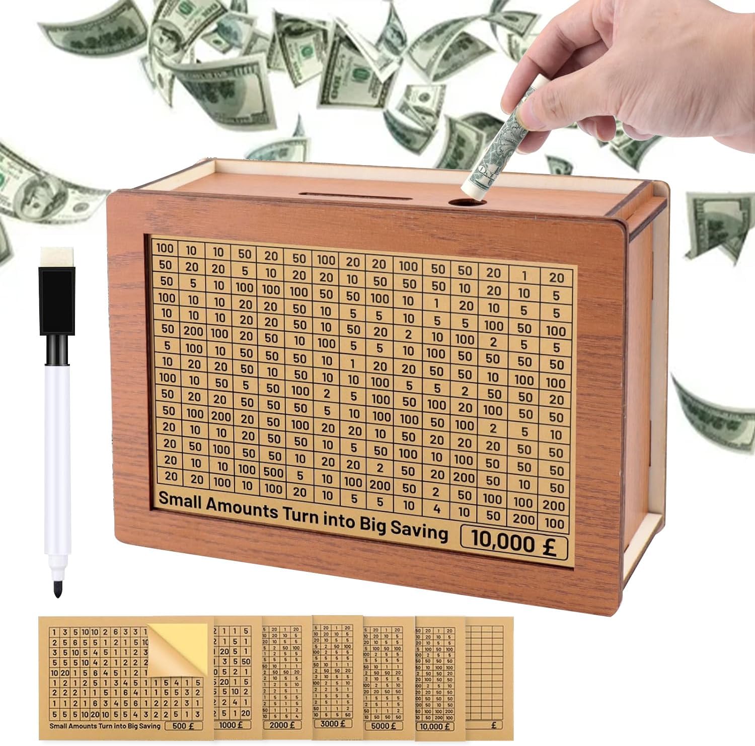 Money Box Wooden,Cash Saving Box for Adults Kids,Wooden Money Saving ...