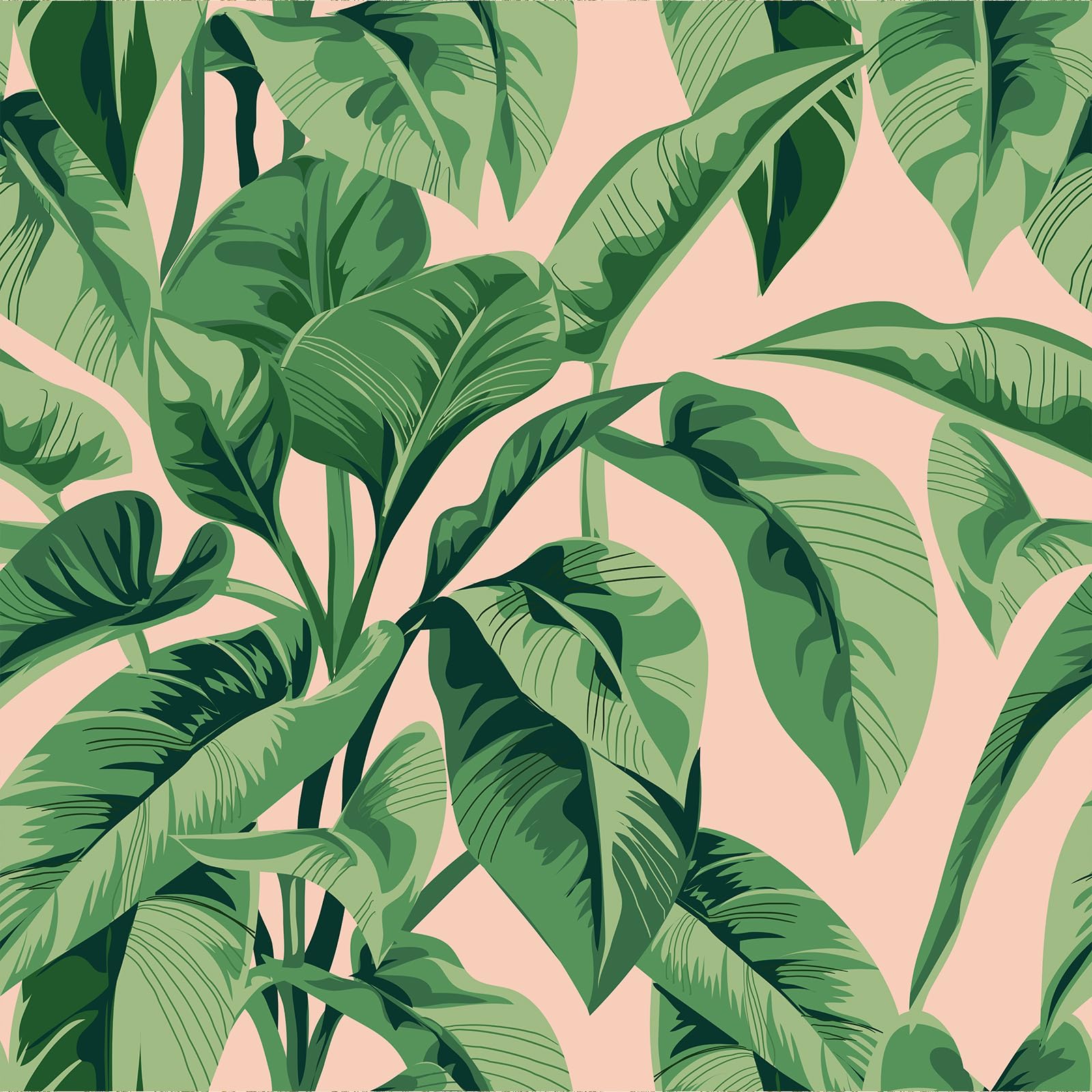 VEELIKE Pink Tropical Wallpaper Peel and Stick Vintage Palm Tree Wallpaper for Bathroom Accent Walls 17.7''x118'' Removable Pink Botanical Wallpaper