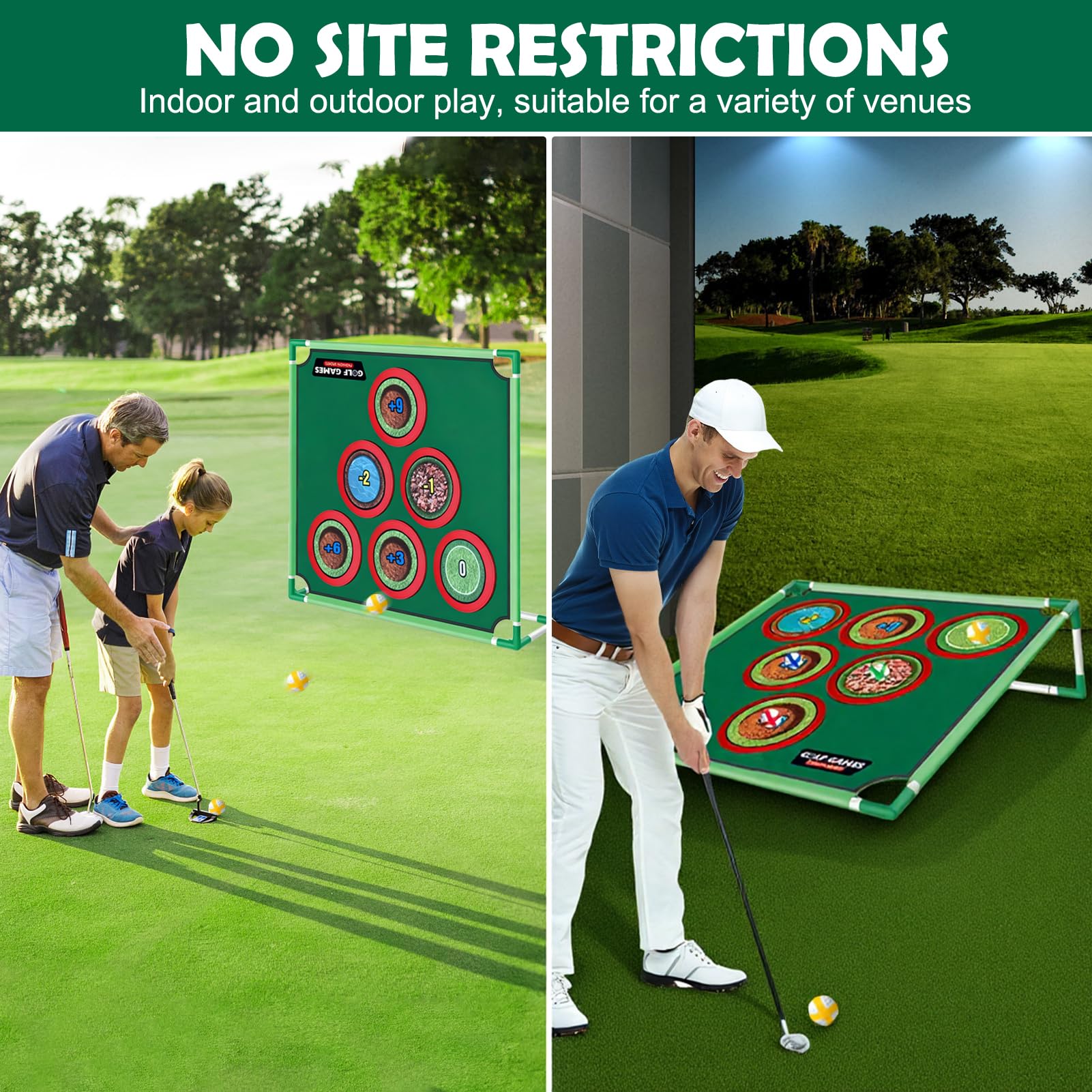 Golf Spielset für Zuhause mit Puttmatte, Klebebällen & Tragetasche – Cornhole-Spiel für Garten, Jugendliche & Erwachsene