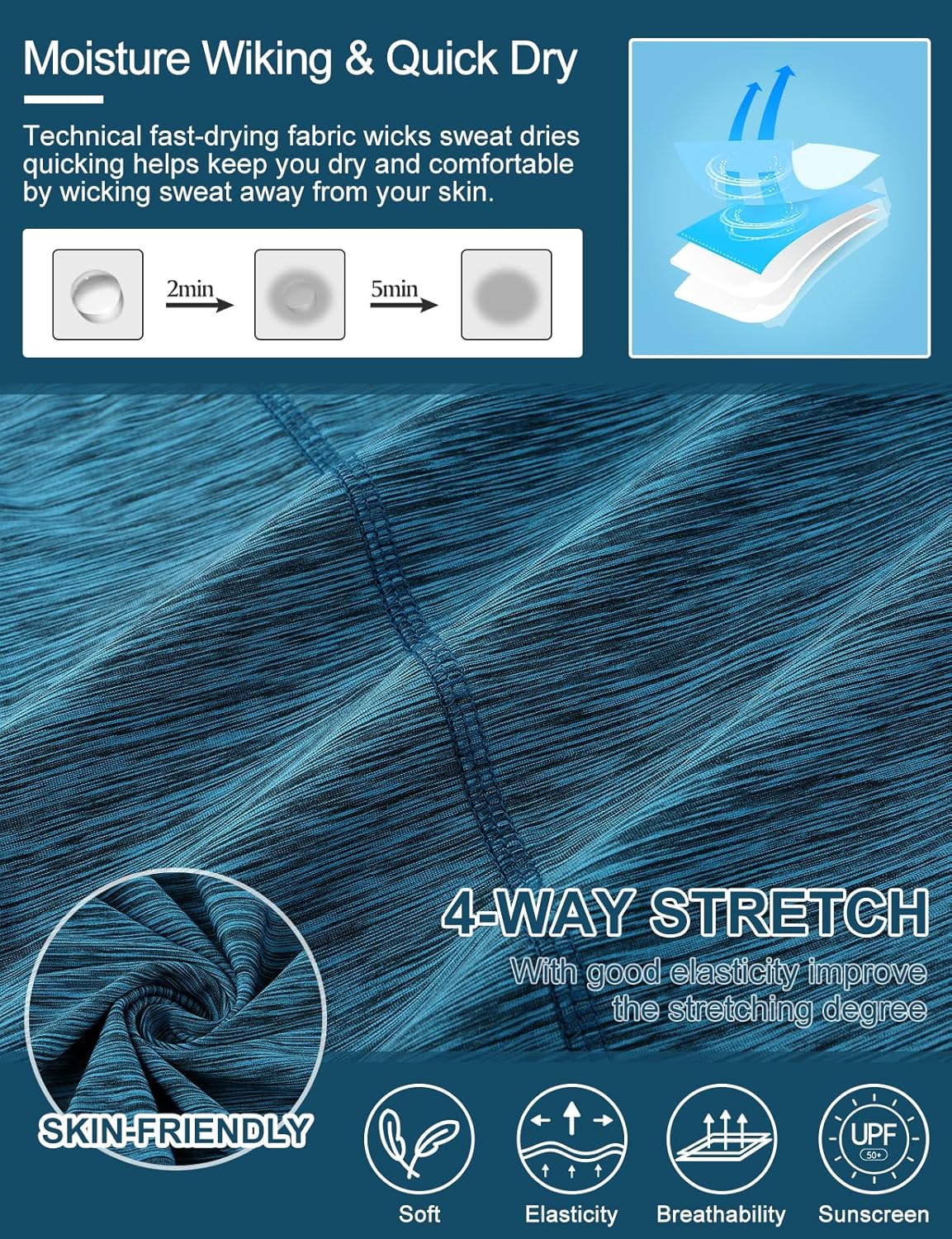 LURANEE Womens 3/4 Roll Sleeve 1/4 Zip Pullover Golf Shirts Athletic Hiking Running Workout Tops UPF 50+ - Image 5