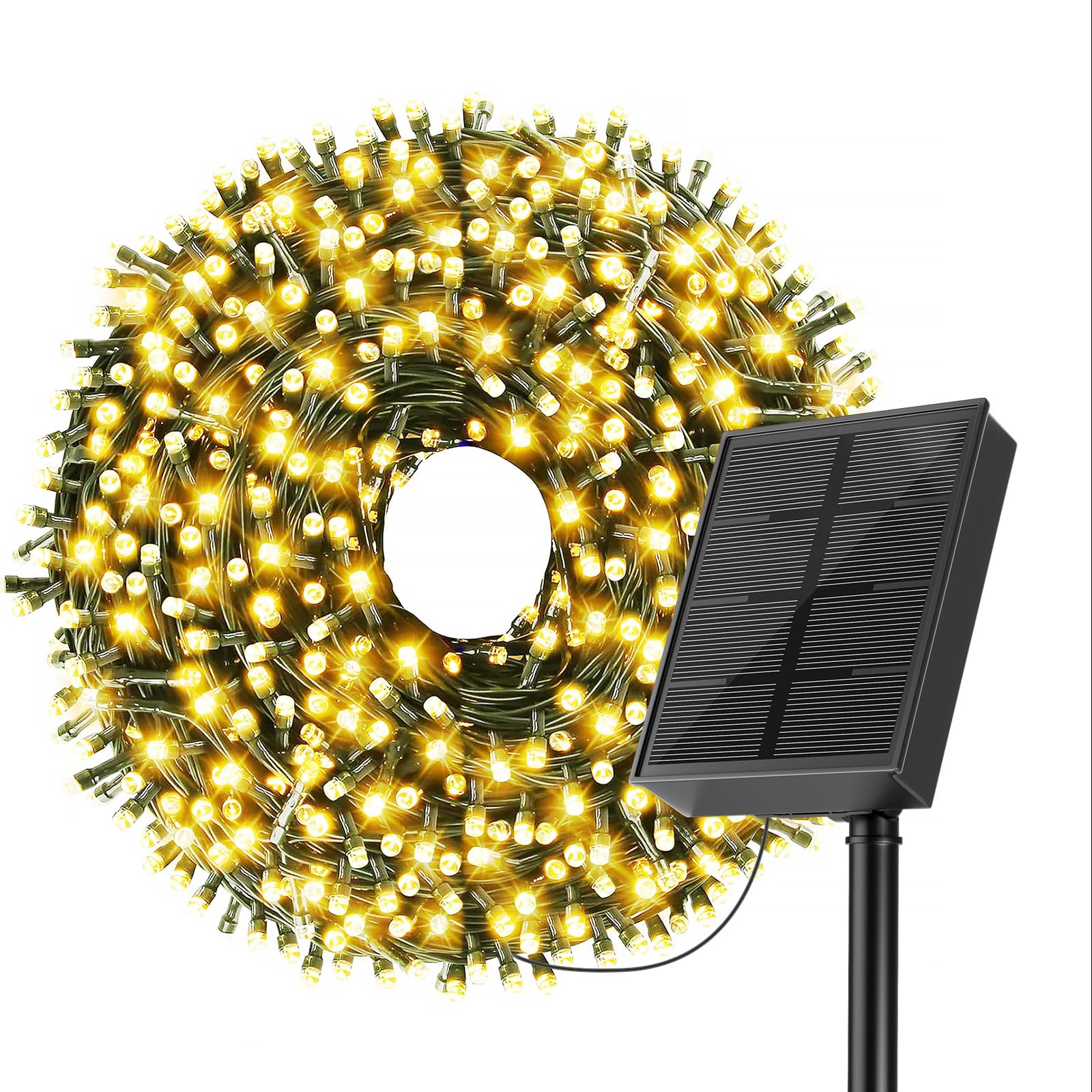 Kelenpro Guirnalda Luces Exterior Solar,20M 200LED Luces Navidad Solares Exteriores Led Exterior Jardin,Cadena de Luces Solares IP65 Luces Exterior Decoración para Jardin Navidad(BlancoCálido)