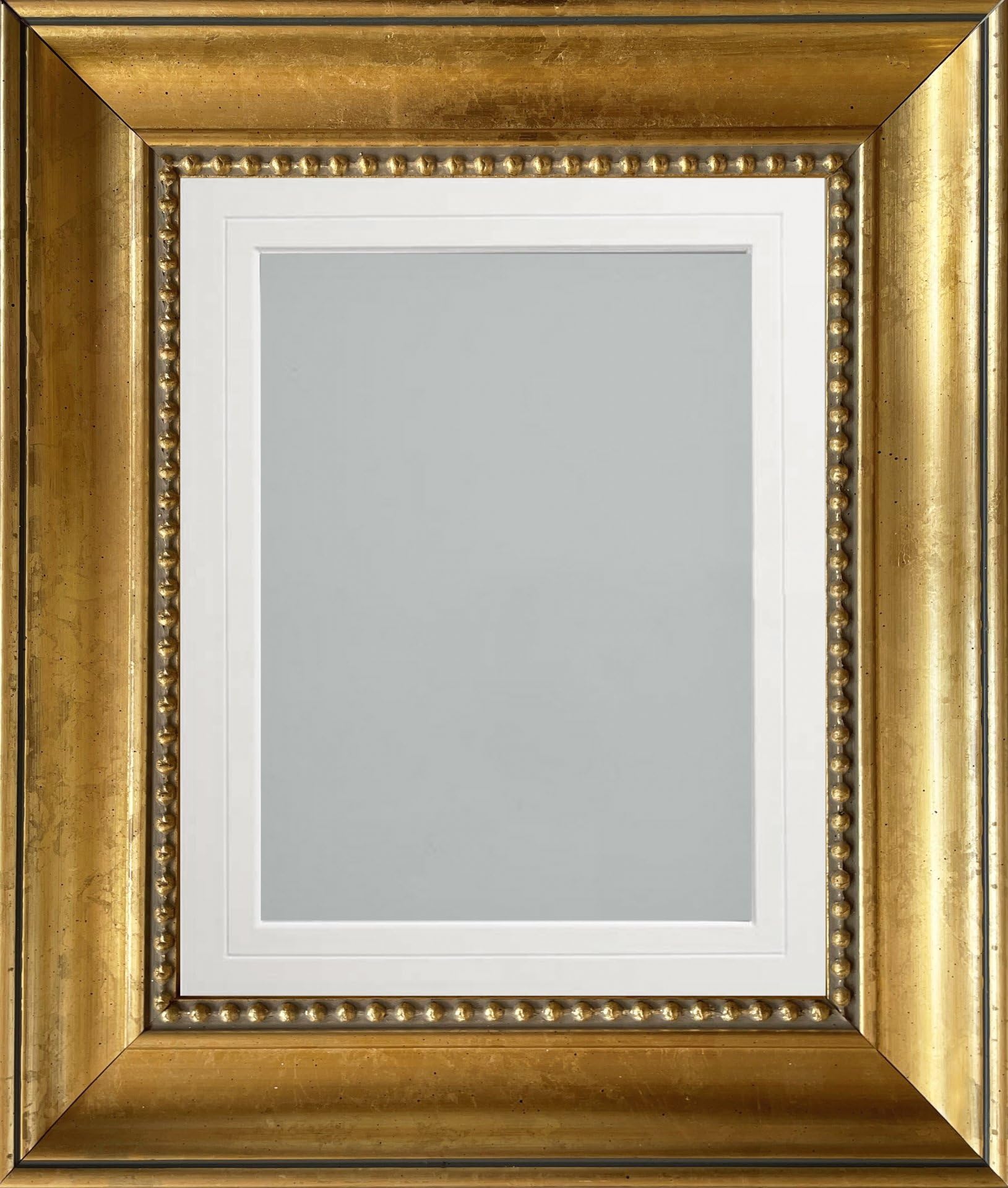 Frame Company Litchfield Gold Ornate Beaded Decorative Wooden 12x10 inch Frame With White V-Groove Mount For Image 10x8 inch *Choice of Sizes*