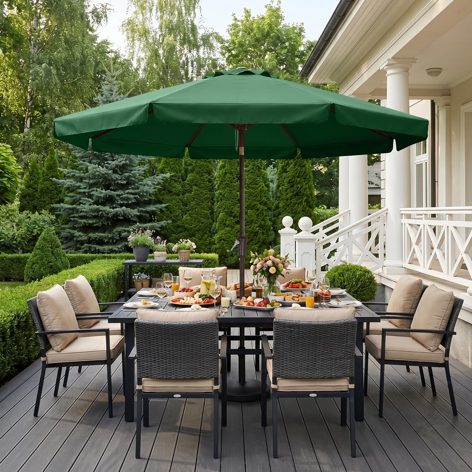 ABCCANOPY 10ft Scalloped Patio Umbrella, Outdoor Table Umbrella with Tilt and Crank, Fiberglass Ribs Deck Umbrella for Patio, Pool, Garden, Picnic 