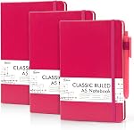 3 Pack Carnets de notes Journaux en vrac avec 3 Stylos noirs, Feela A5 Cahier rigide Classic Lined Journal Set avec porte-stylo pour le travail Note de journaling d'affaires, 120 GSM, 5.1.1x8.3., Marine