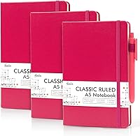 Vista 29 de feela Paquete de 3 cuadernos diarios a granel, cuadernos de tapa dura clásicos rayados con soporte para bolígrafo para mujeres y niñas, suministros