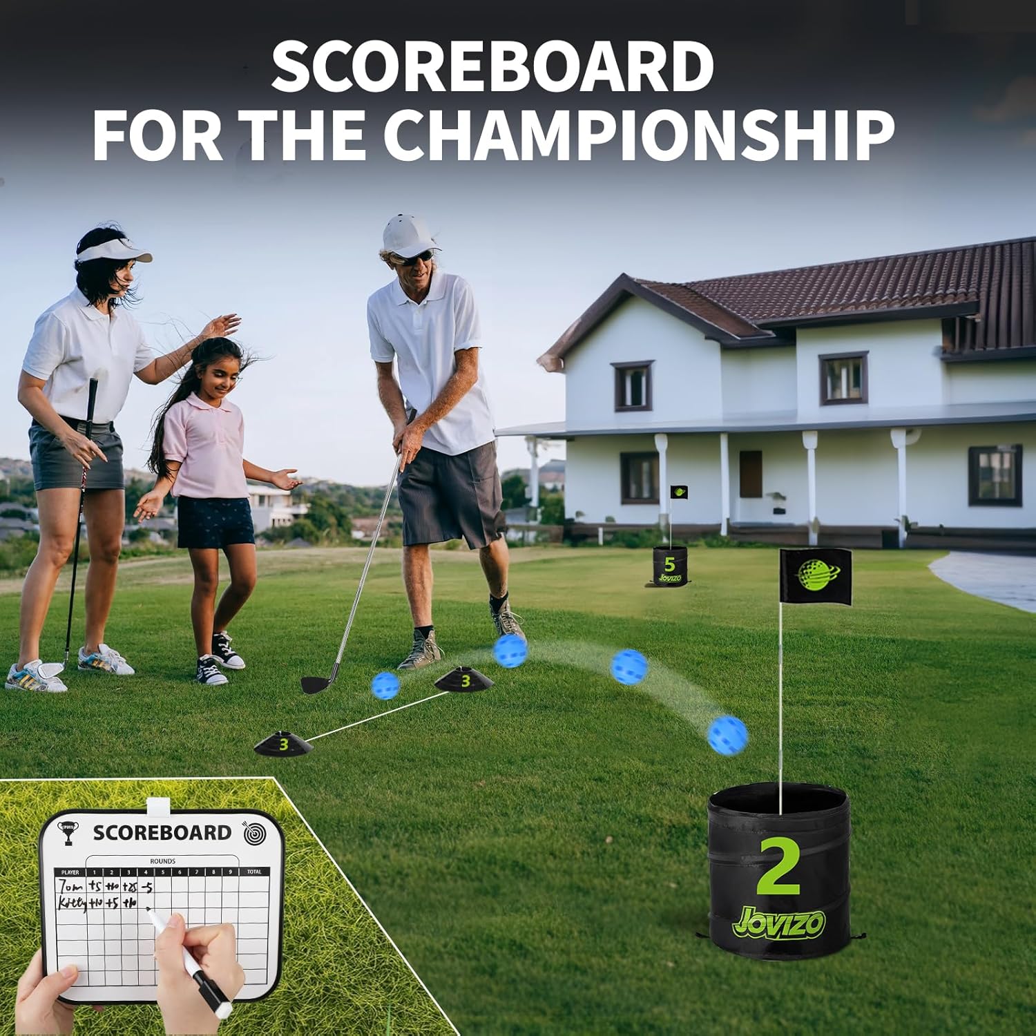 Backyard Golf Game Set, 6 Hole Portable Golf Yard Game with Flags, Balls, Club and Scoreboard, Outdoor & Indoor Lawn Practice Game for Family and Friends