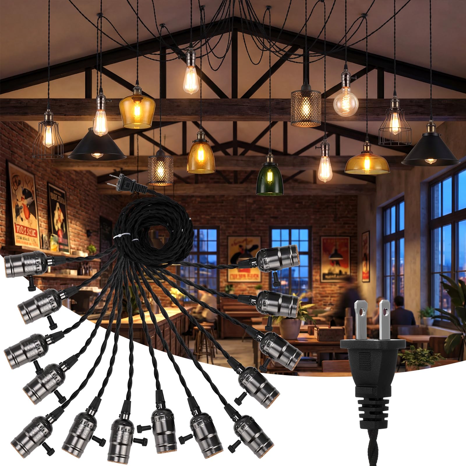 Photo 1 of Tujoe Plug with 14 E26/E27 Sockets Light Cord Kit