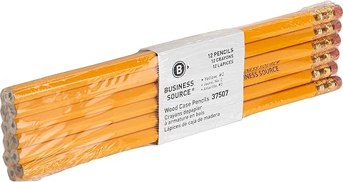 Miniatura 4 de Business Source 37507 - Lápices de madera sin afilar, paquete de 12, color amarillo