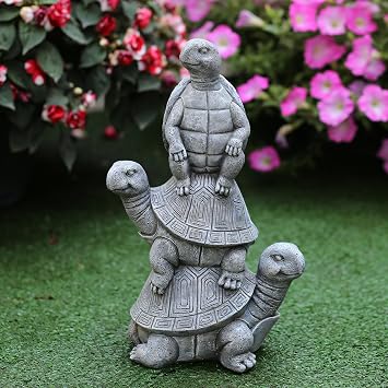 Outdoor Turtle Statues, Resin Home Decor, Cute Decorations, The Perfect Garden Gift and Yard Decor for Three Turtles Large Size 11.8 inches
