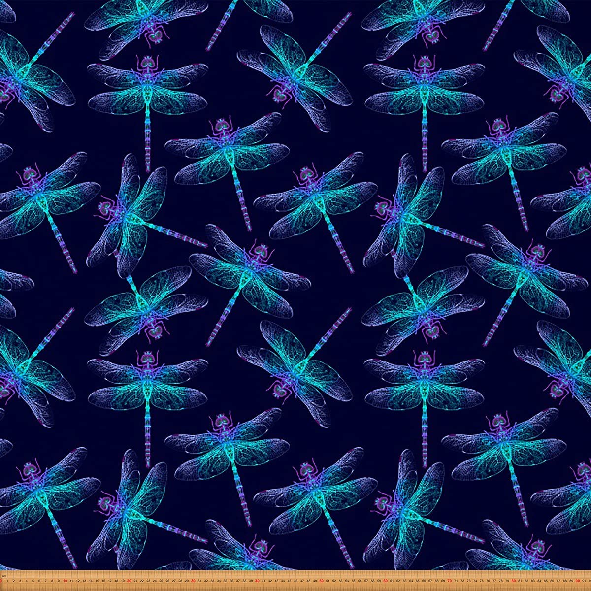 Loussiesd Upholstery Dragonfly Fabric for Chairs,Natural Ornamental Dragonfly Outdoor Fabric by The Yard,Wild Animal Fabric for Upholstery and Home DIY Projects,3 Yard,(L276*W150cm) Purple Green
