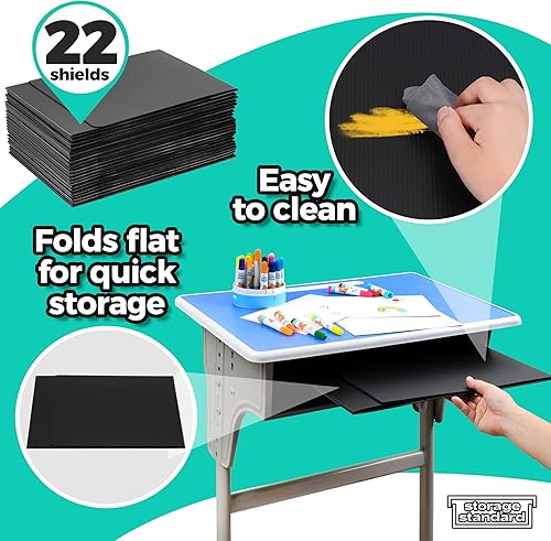 Miniatura 6 de Paquete de 22 separadores de escritorio para estudiantes, divisor de plástico duradero e impermeable, carpetas de aula, suministros para profesores,