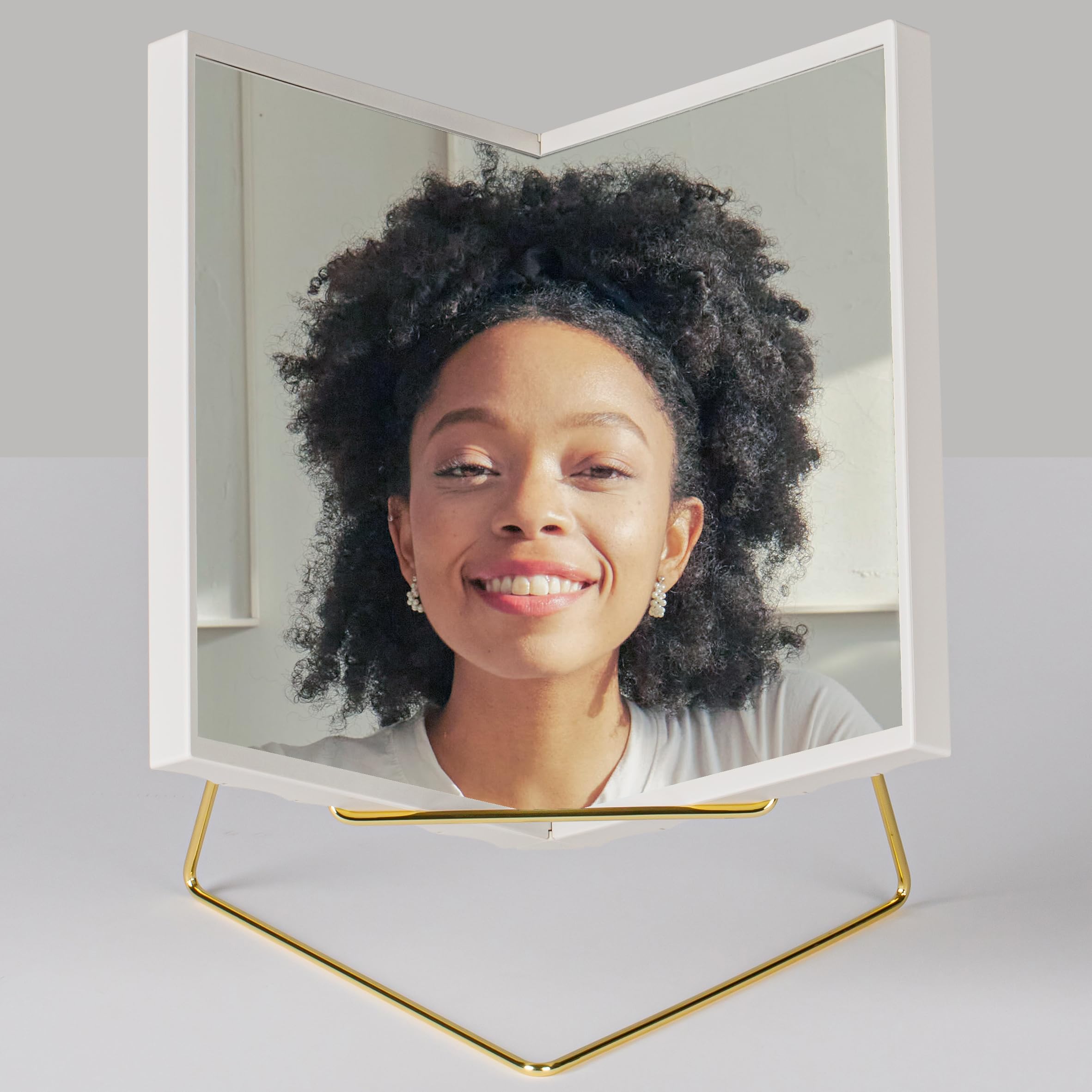 Realme V Non-Reversing Mirror & Stand Set – True Image, Unmatched Precision, Calibration Free, Angle Adjustable, Slim Design for Makeup Vanity, 9'' Non-Reversing Mirror with Stand