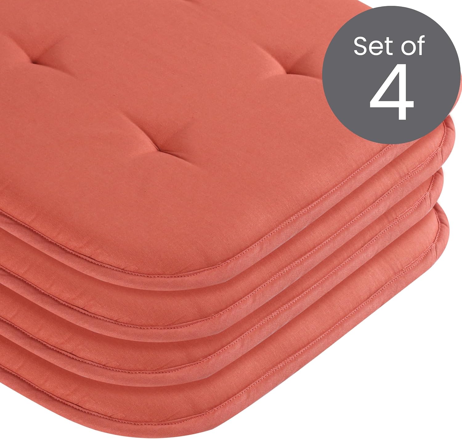 Cotton Clinic Chair Cushion Memory Foam Pads Set of 4 - Non-Slip U-Shaped 15x16 inches Chair Cushions for Dining Room, Kitchen, Office Use, Computer Desk Seat Pad Cushion - Brick Red