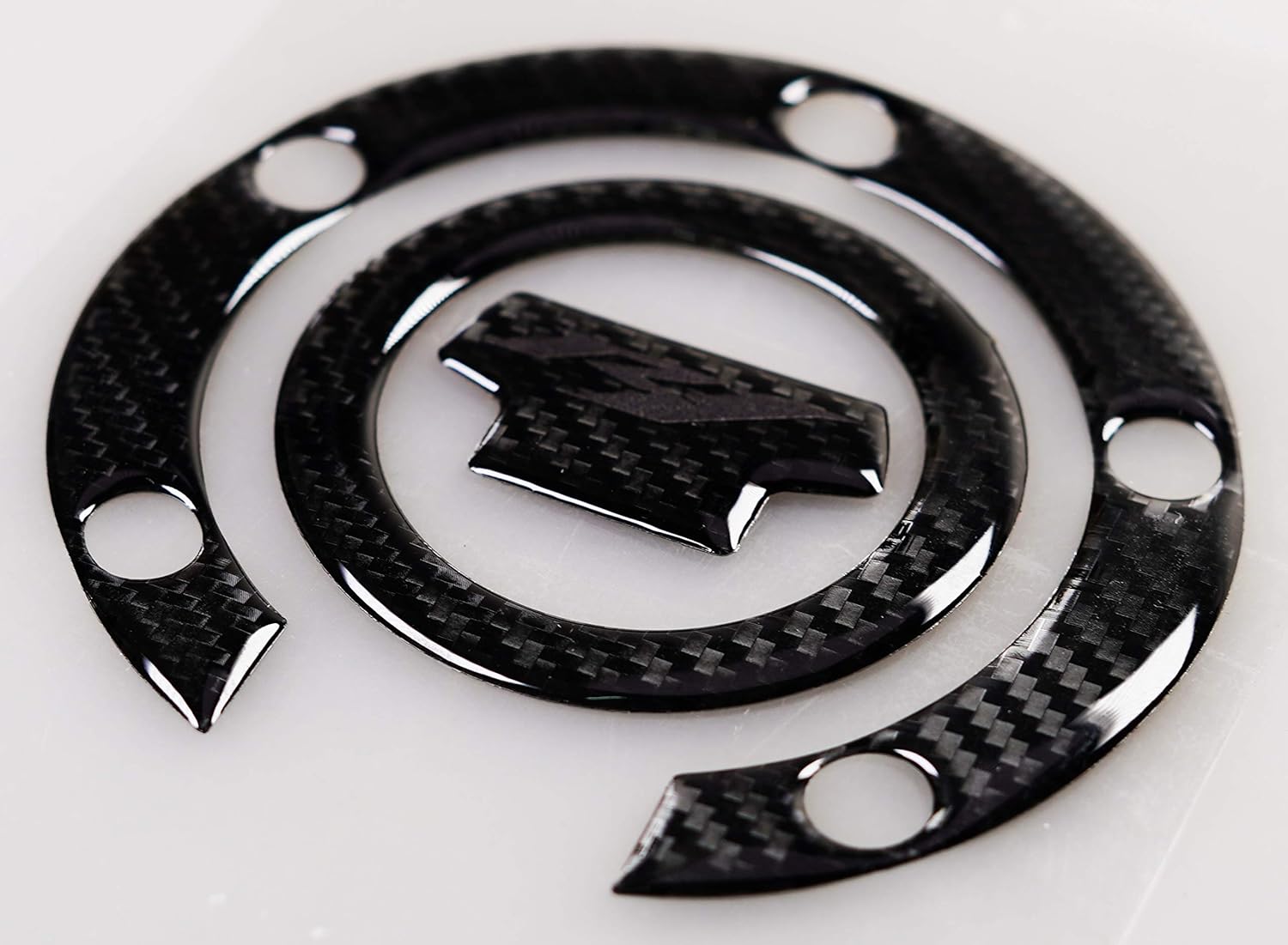 5D Real Carbon, Motorcycle Gas Tank Protector, Grey Tank Pad Sticker, Tank Cap, Fuel Cap Decal, Triple Tree Front End Upper for R1, 3 Pcs Per Set