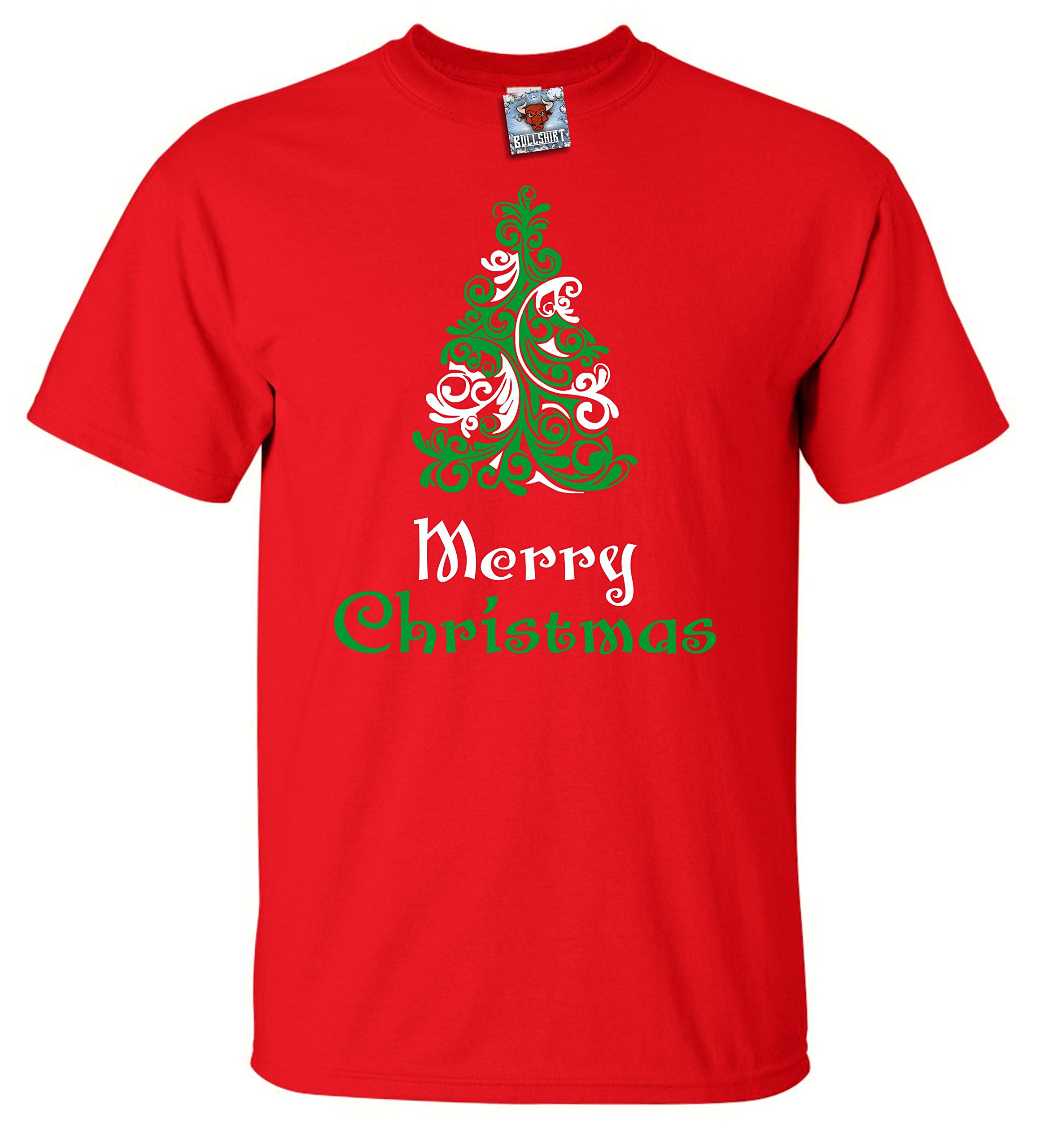 Reality Glitch Men's Merry Christmas Tree T-Shirt Red