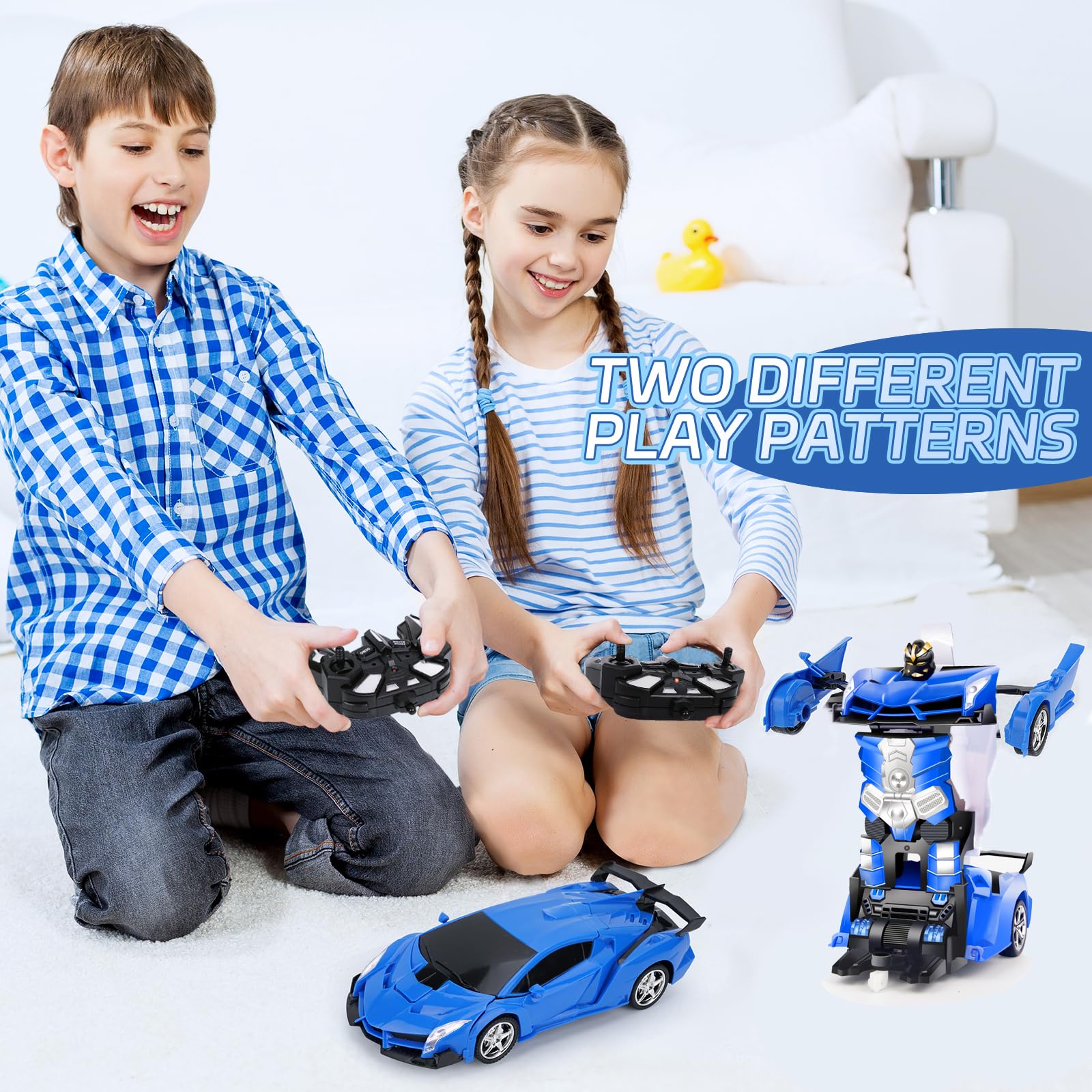 Voiture télécommandée, Robot Transformable, pour Enfants, échelle 1:18, Jouet d'anniversaire, pour garçons de 3, 4, 5, 6, 7, 8, 9, 10 Ans, garçons et Enfants - Jaune