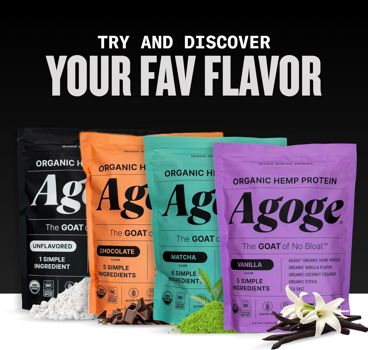 Agoge - USDA Organic Hemp Protein Powder, The Goat of No Bloat, Unflavored, NSF Certified for Sport, Essential Amino Acids, Plant-Based, Gluten Free, for Women & Men (20 Servings) (Unflavored)